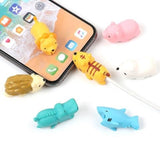 Dropshipping 1pcs Protector for Iphone cable Winder Phone holder Accessory chompers rabbit dog cat Animal doll model funny